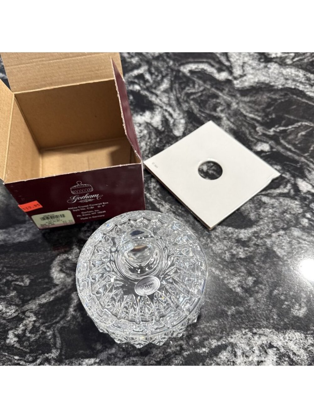Gorham Althea Lidded Full Lead Crystal Covered Box 4" Germany NIB